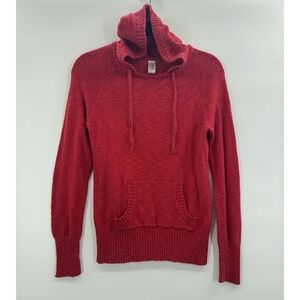 Nobo Y2K Large Sweater Knit Hoodie Red Retro 90s Vibes Urban Streetwear Cozy